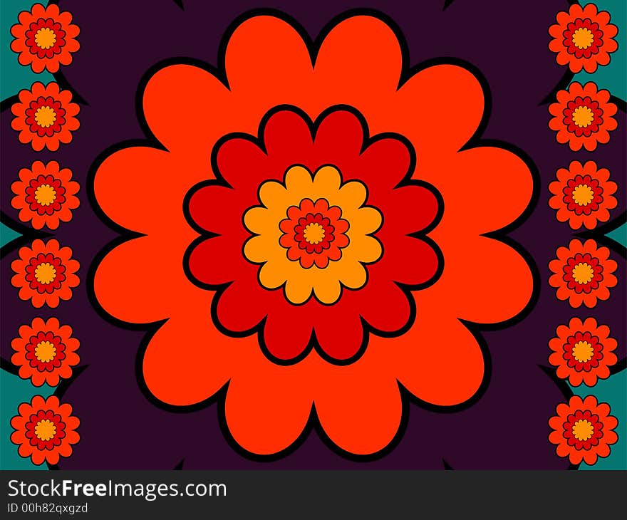 Co-ordinated and colorful floral background illustration. Co-ordinated and colorful floral background illustration