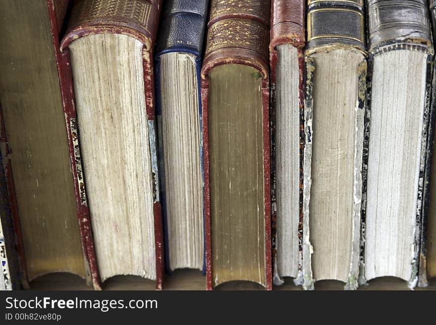 At an outdoor book market in Paris many antique books for sale. At an outdoor book market in Paris many antique books for sale