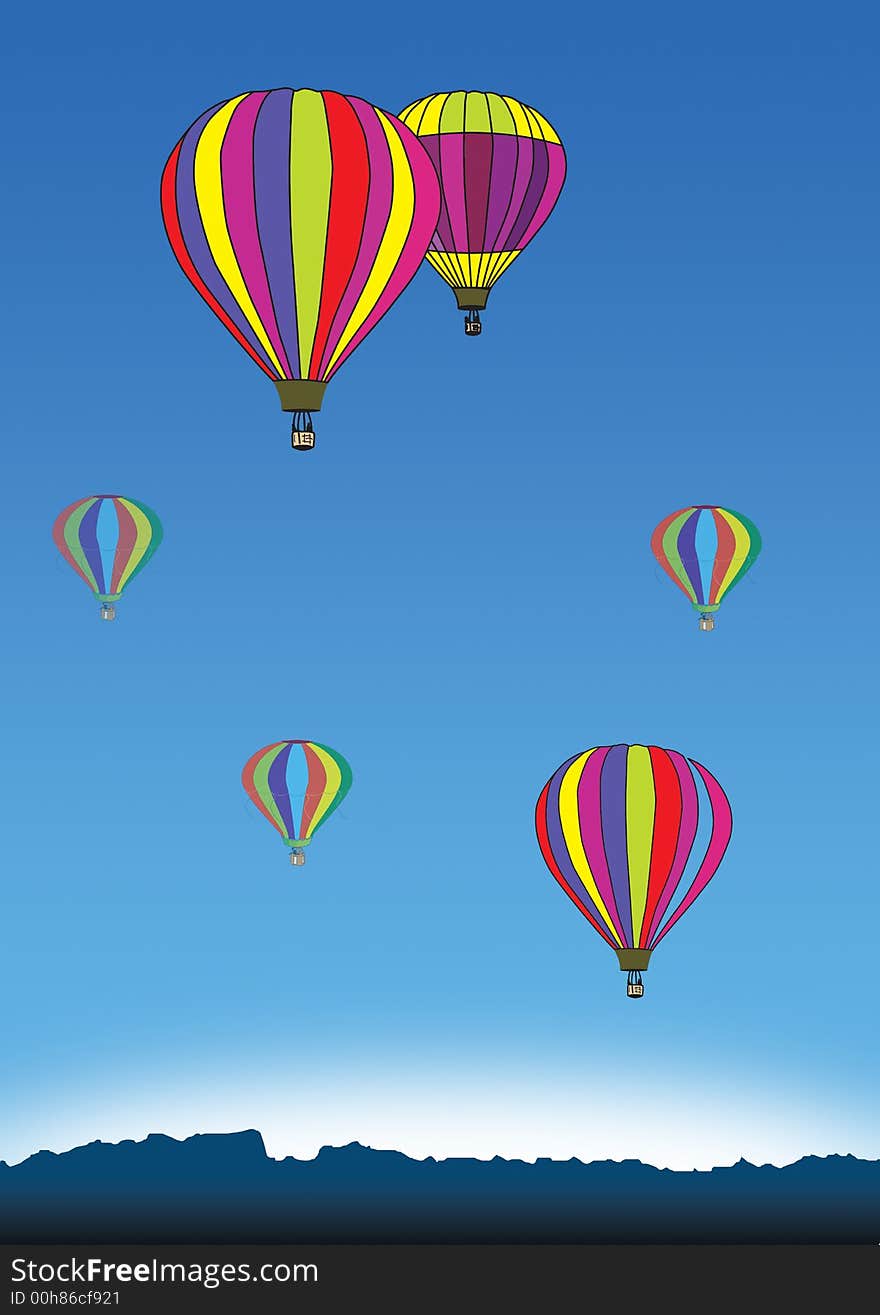 Hot Air Balloons sports with a clear blue sky background. Hot Air Balloons sports with a clear blue sky background