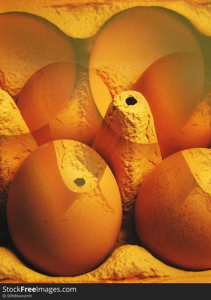 Eggs diffusion background in orange yellow color.