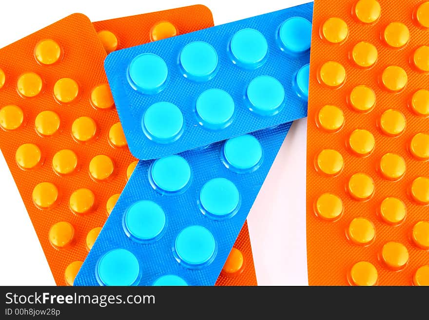 Blue and orange tablets