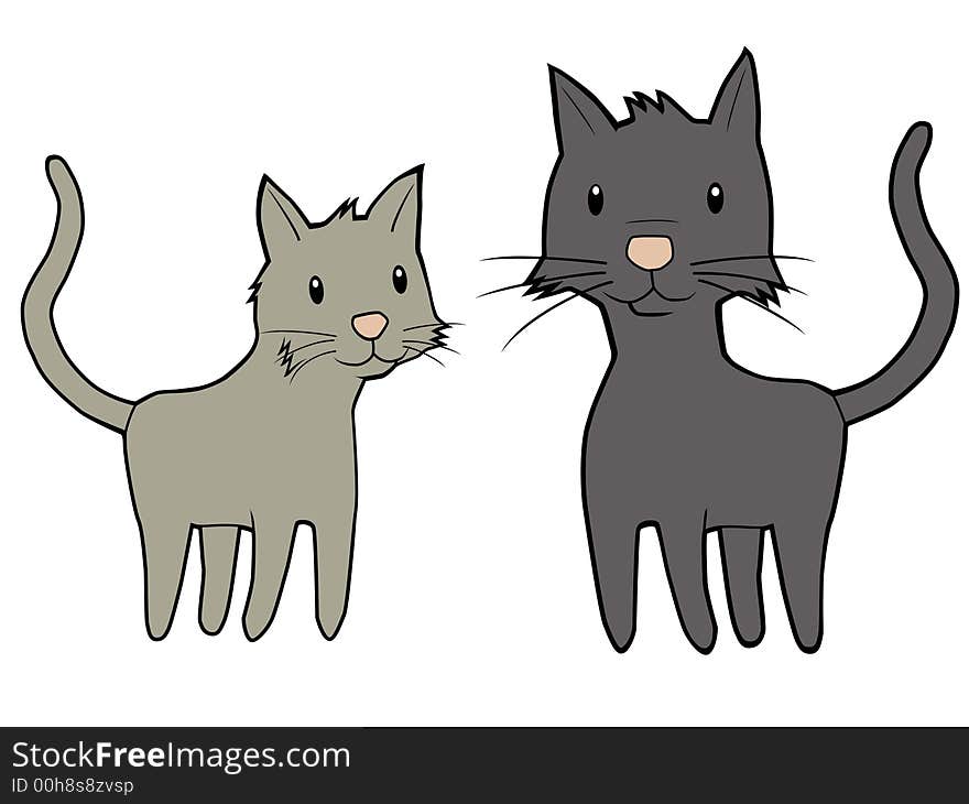 A vector illustration of cats. A vector illustration of cats.