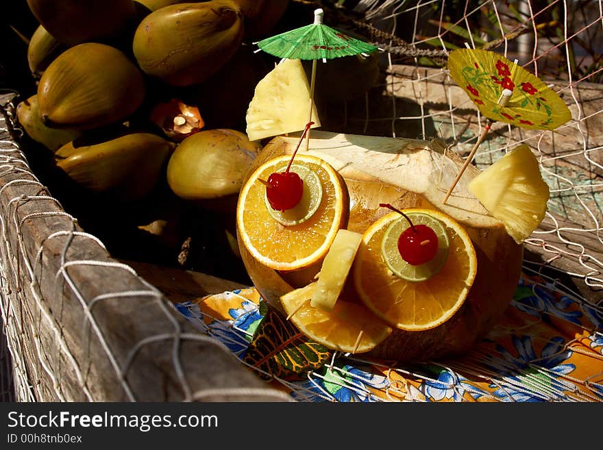 Pineapple decorated as a face in Puerto Vallarta, Jalisco, Mexico Latin America. Pineapple decorated as a face in Puerto Vallarta, Jalisco, Mexico Latin America