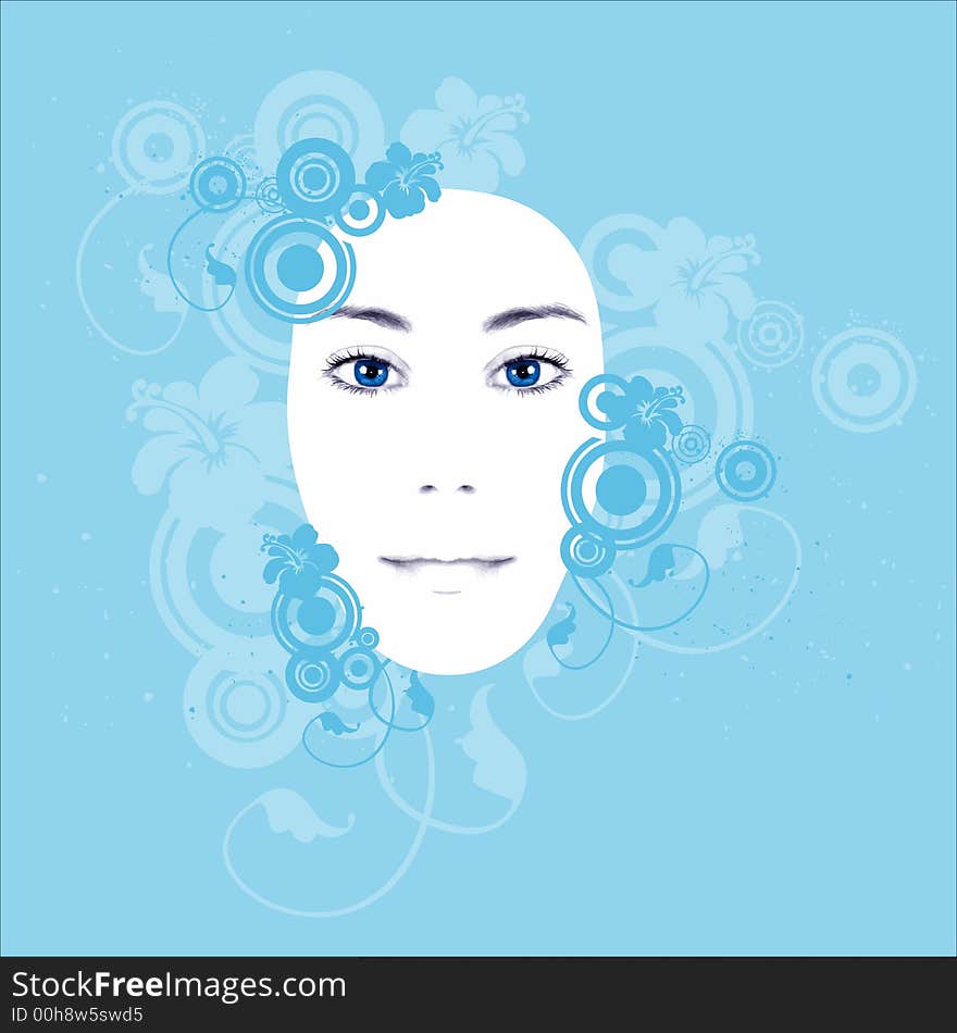 Illustration of a young woman's face