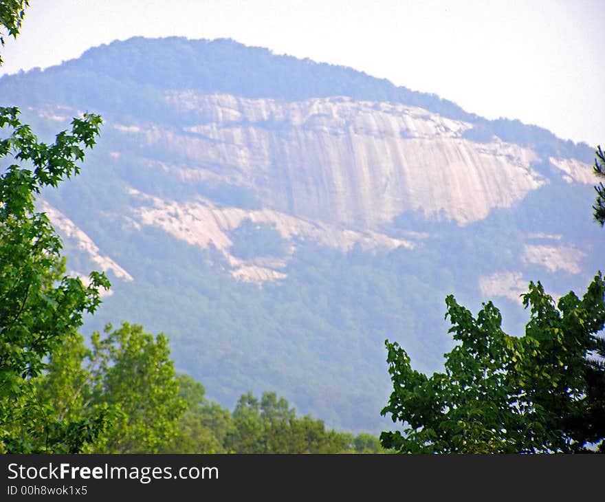 Smokey view of beautiful Table Rock Mountain.