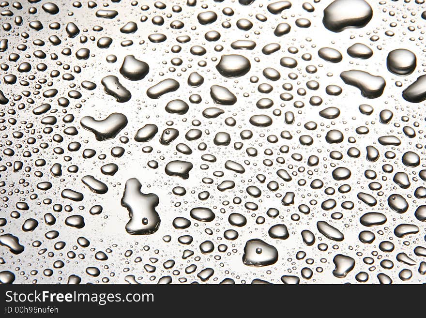 Water drops on a metal surface