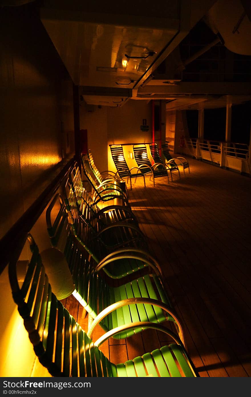 Deck Chairs At Night