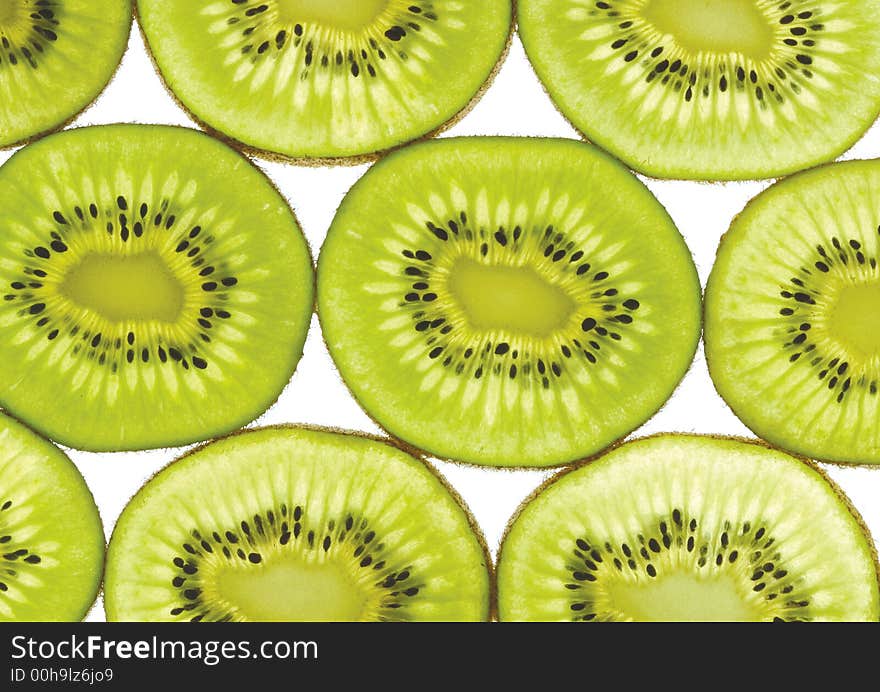 Close-up of slices of kiwi fruit. Close-up of slices of kiwi fruit