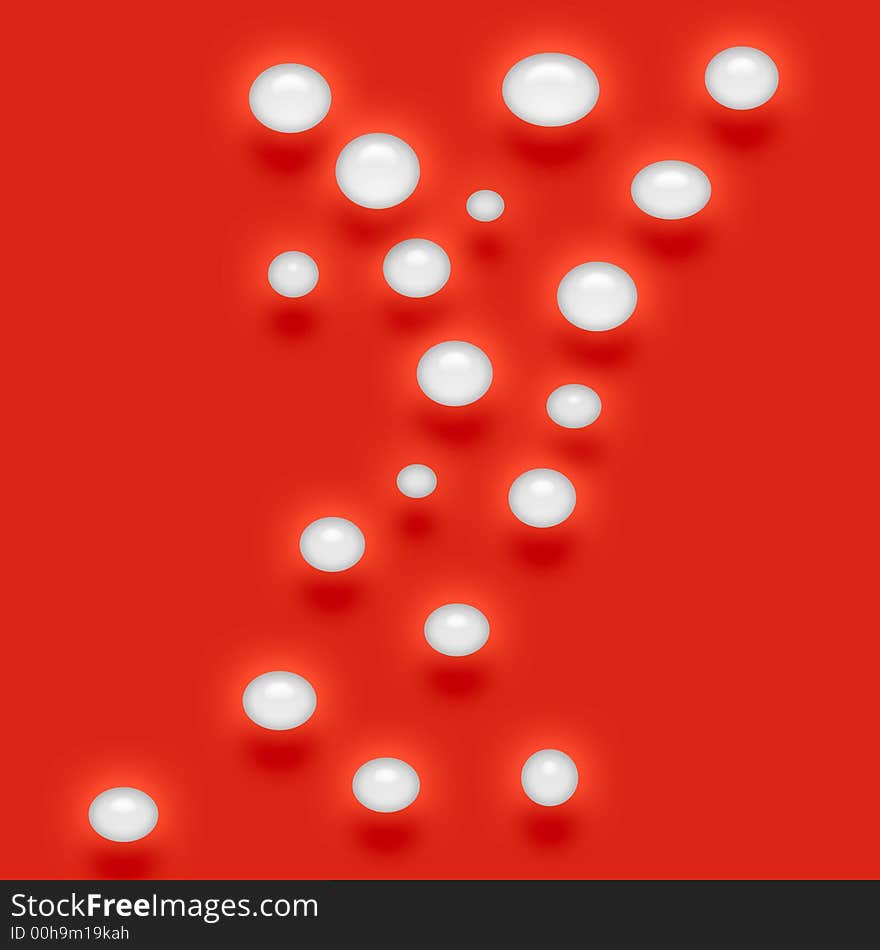 Tiny white bubbles floating on red background. Tiny white bubbles floating on red background