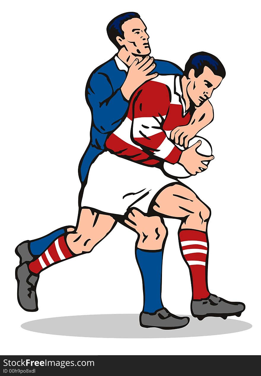 Rugby player tackling