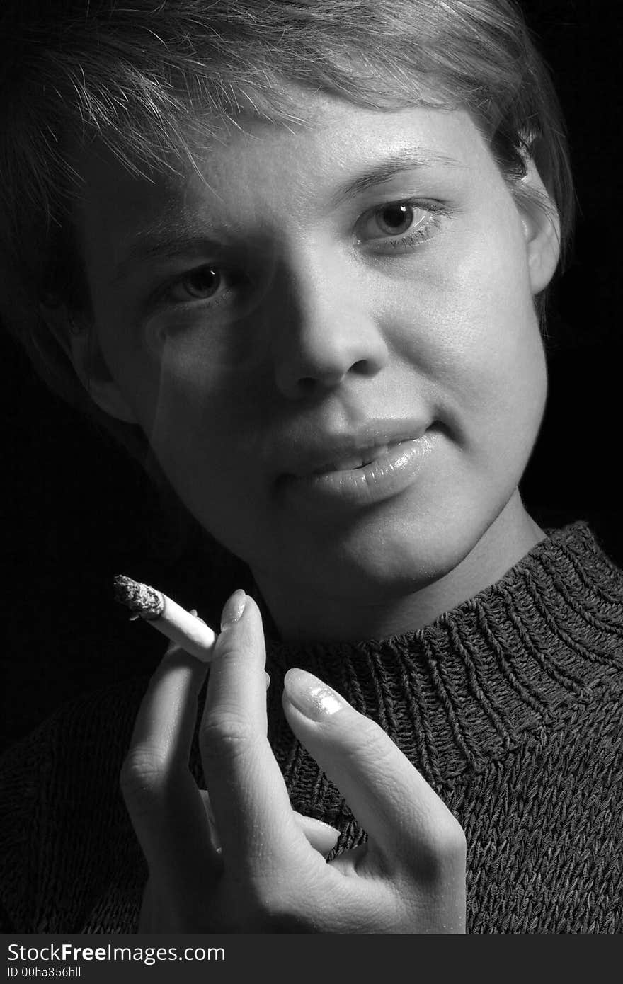 Close-up Smoking Girl