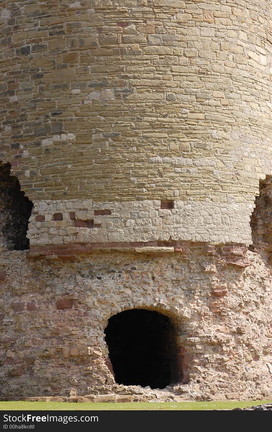 A stone and rock castle turret view. A stone and rock castle turret view