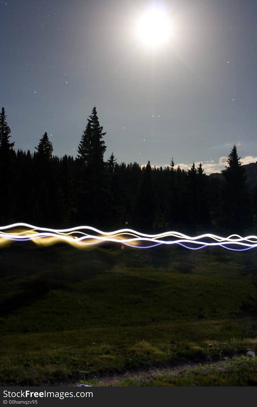 We stopped along the hike to try some long exposure shots of us hiking. That is the moon that looks like the sun and those streaks are our headlamps as we walked through he frame. We stopped along the hike to try some long exposure shots of us hiking. That is the moon that looks like the sun and those streaks are our headlamps as we walked through he frame.