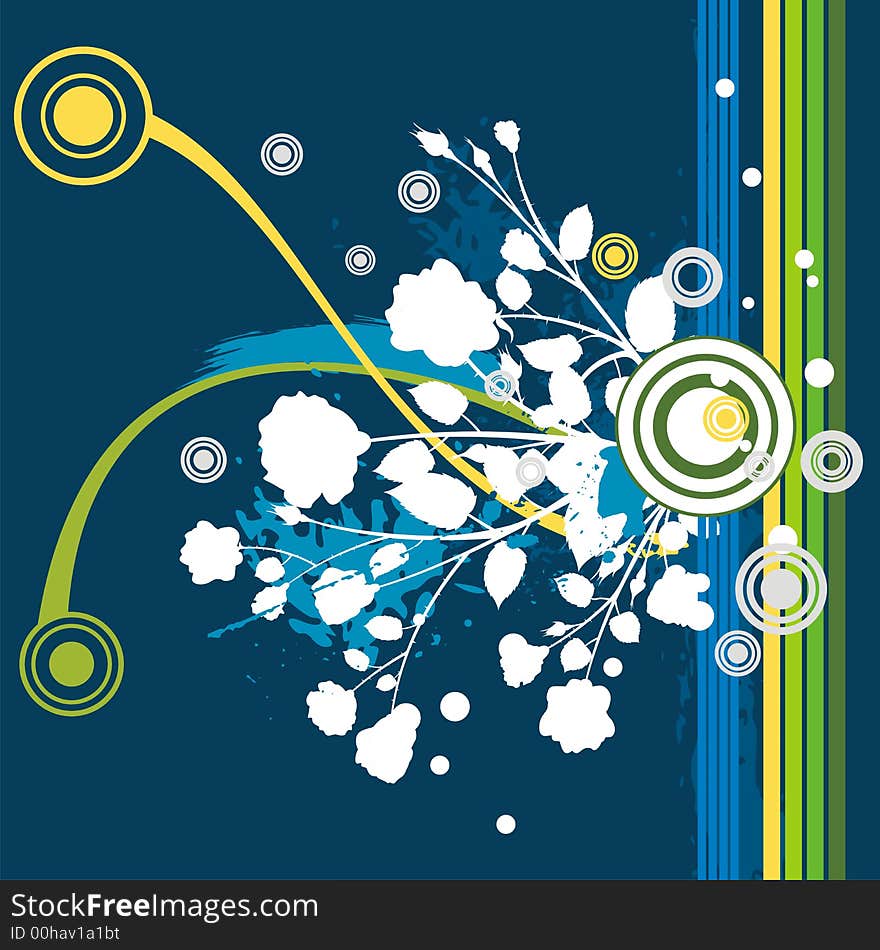 Floral grunge  background in blue, green, yellow and white colors. Floral grunge  background in blue, green, yellow and white colors.