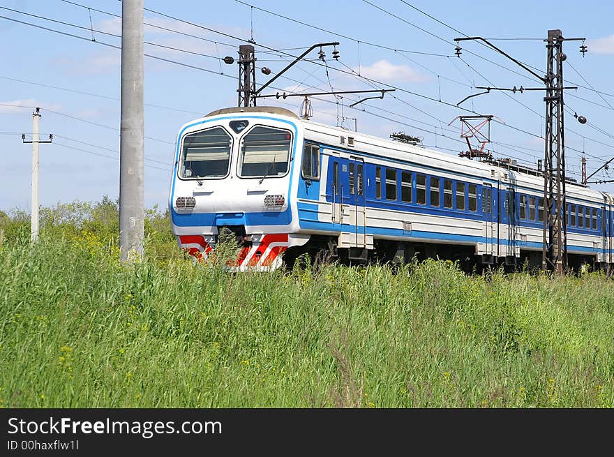 High speed electrotrain goes in steppe