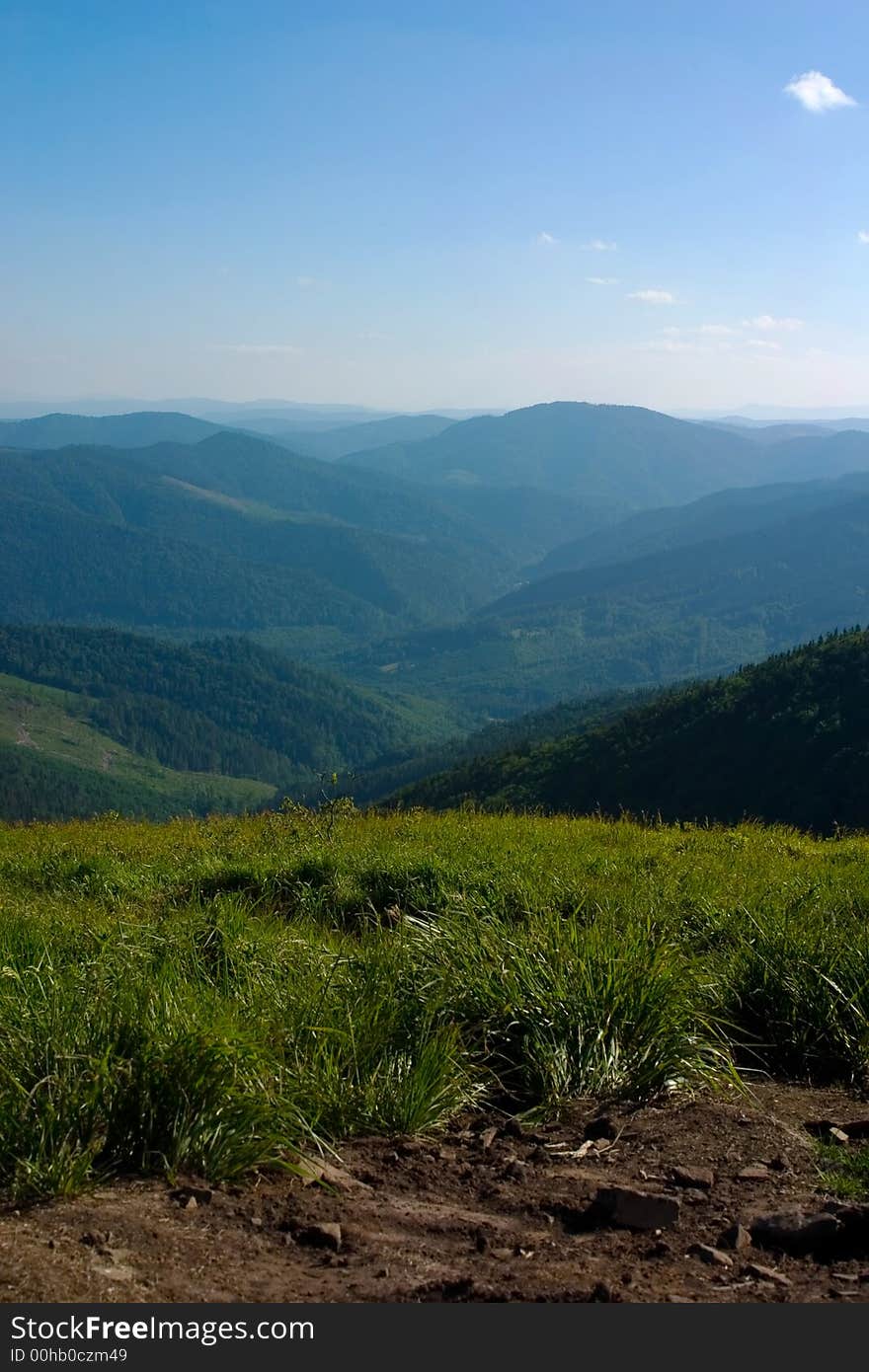 Carpathian mountains landscape views at summer time