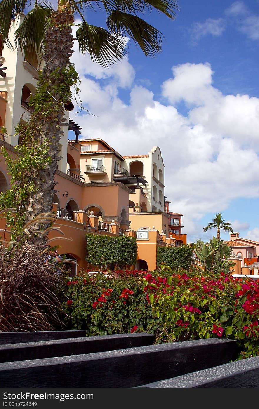 Colonial hotel with pool at Los Cabos, Baja California, Mexico, Latin America. Colonial hotel with pool at Los Cabos, Baja California, Mexico, Latin America