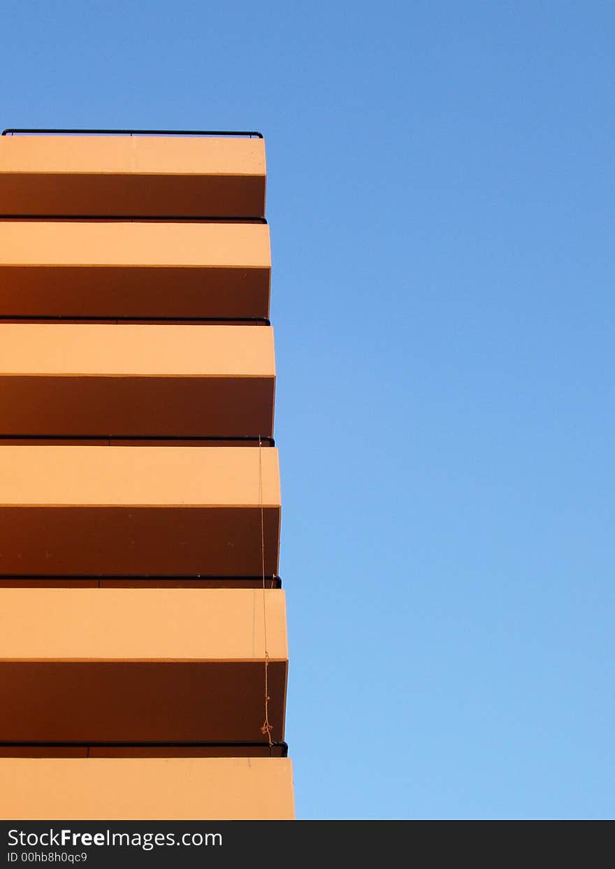 Abstract orange exterior building balcony. Abstract orange exterior building balcony