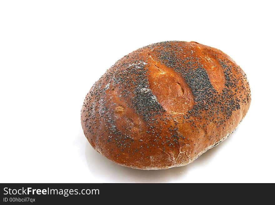 Fresh baked bread on white background