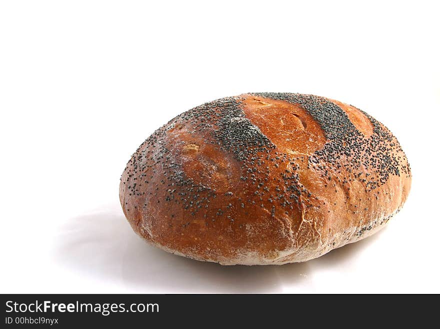 Fresh baked bread on white background