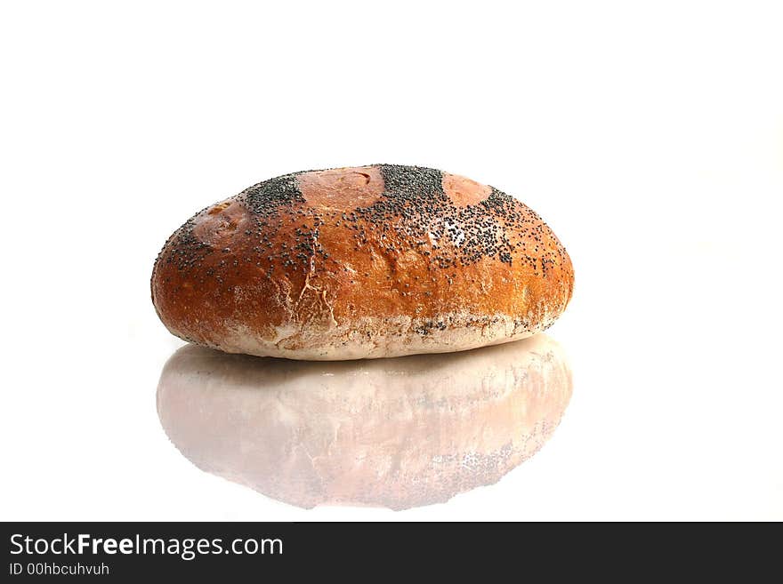 Fresh baked bread on white background