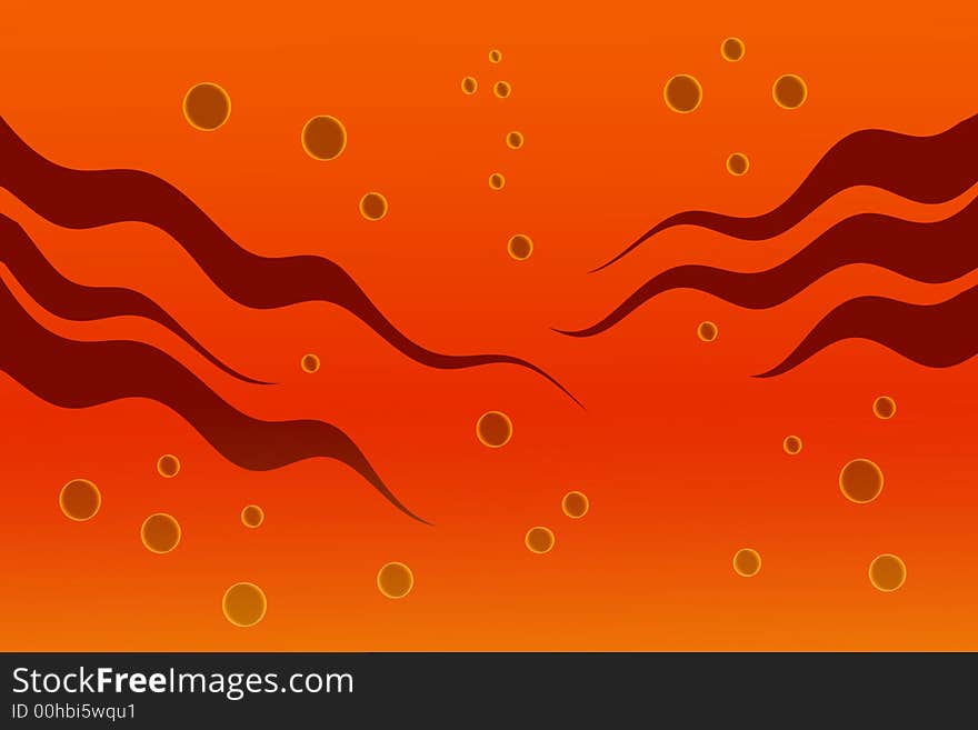 An Abstract Illustration Suggests Tentacles and Rising Bubbles  against an Orange Background. An Abstract Illustration Suggests Tentacles and Rising Bubbles  against an Orange Background.