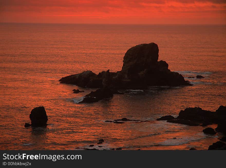 Sunset at Ecola Beach