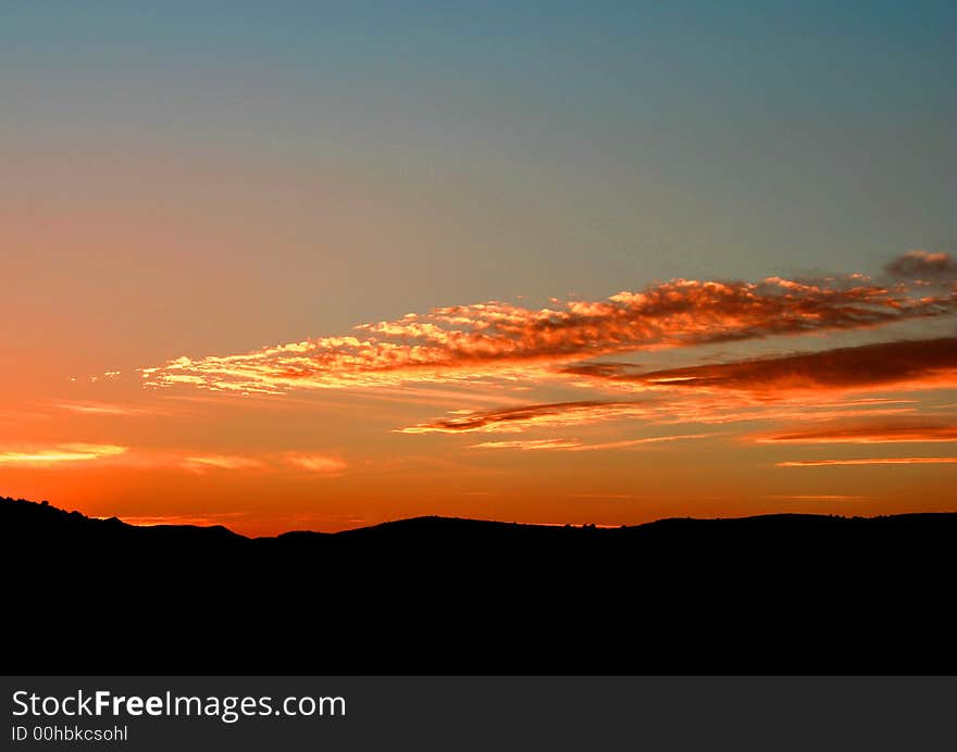 Sunset over the mountains near Alicante, Spain. Sunset over the mountains near Alicante, Spain