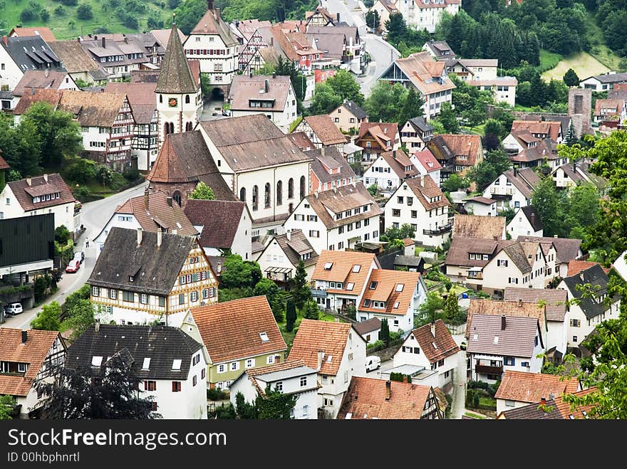 Traditional German village with typical German houses