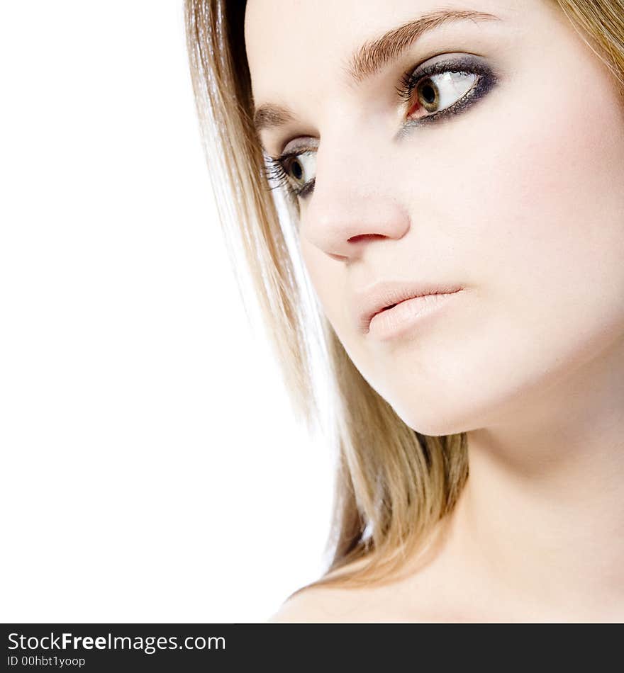 A beauty girl on a white background in the studio. A beauty girl on a white background in the studio