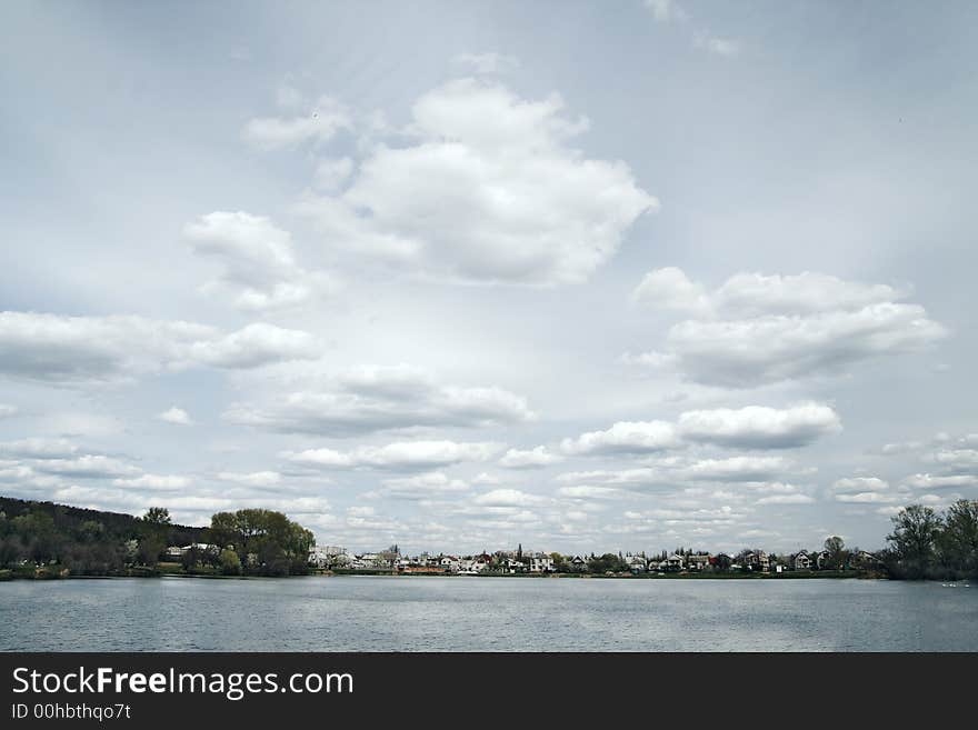 Landscape with Lake and clouds. Ukraine.