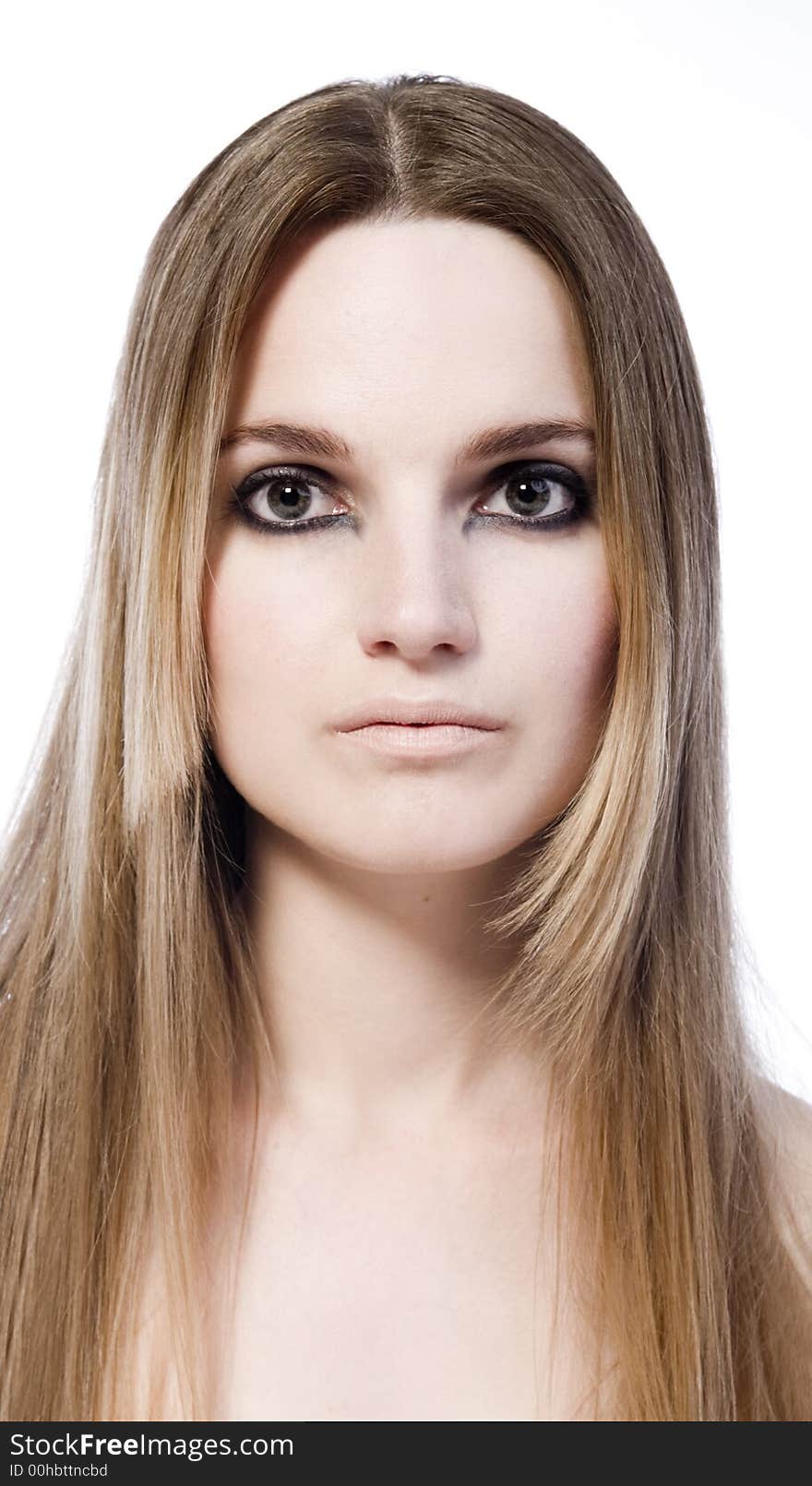 A beauty girl on a white background in the studio. A beauty girl on a white background in the studio