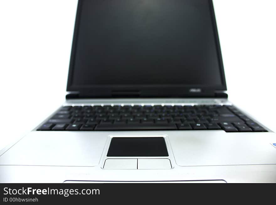 Frontal view of laptop with touchpad. Frontal view of laptop with touchpad