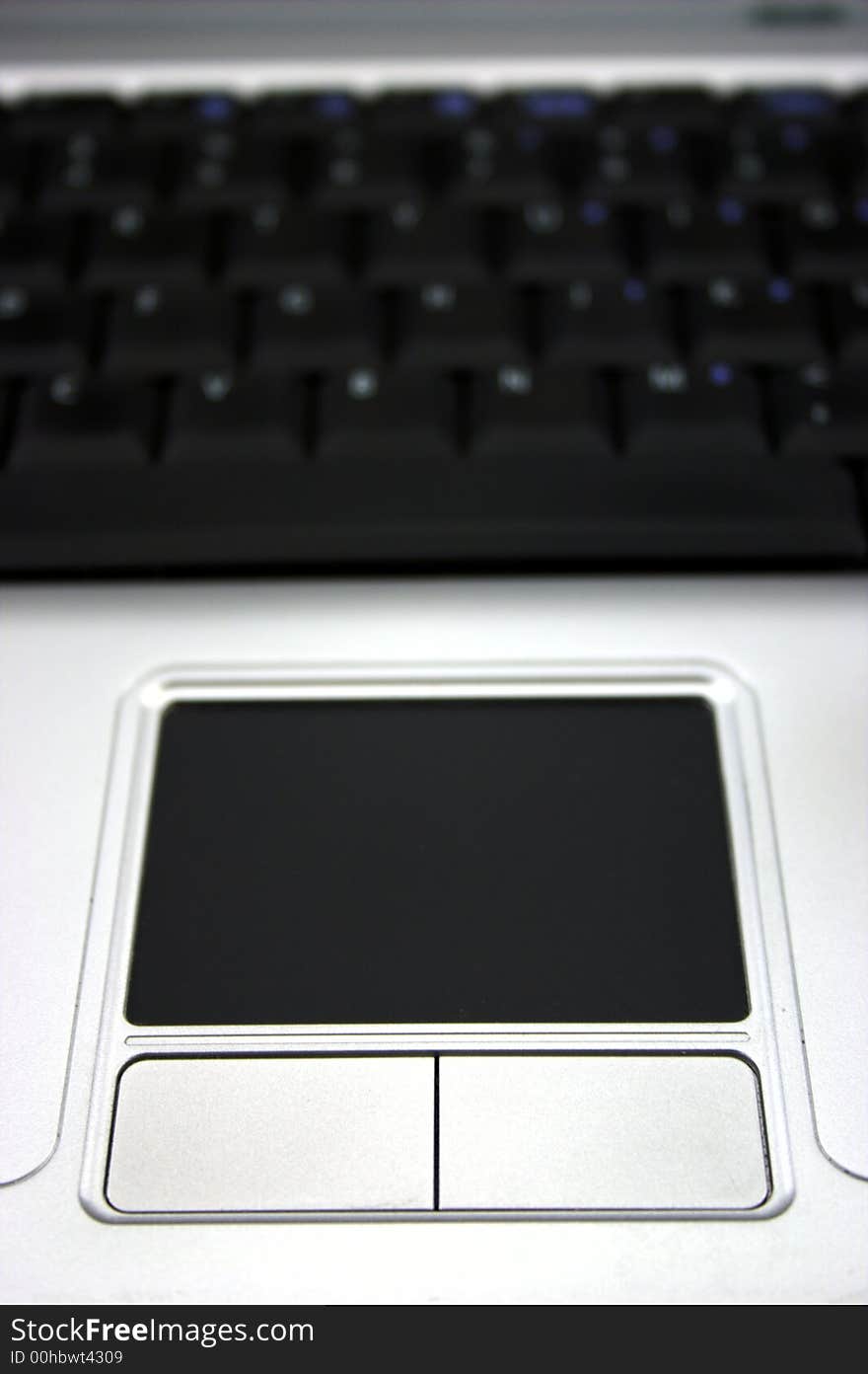 Frontal view of laptop touchpad