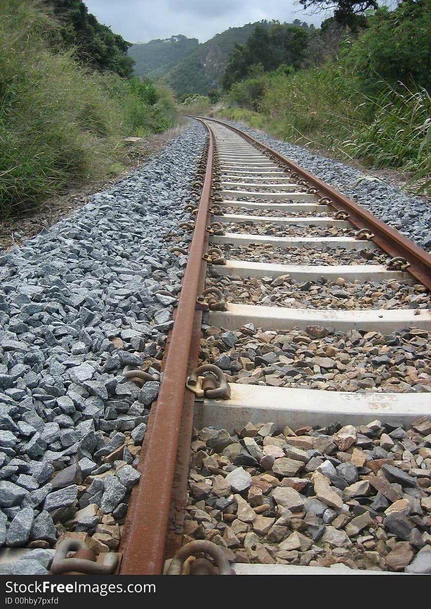 Railroad track leads to unknown. Railroad track leads to unknown