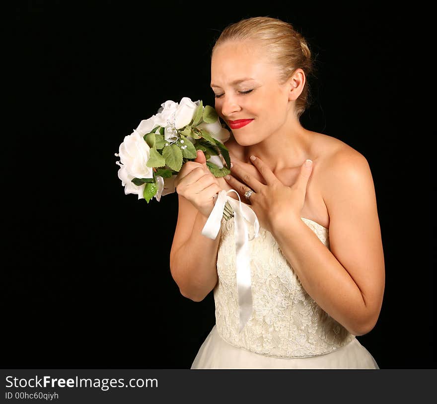 Beautiful Bride Against Dramatic Black Background