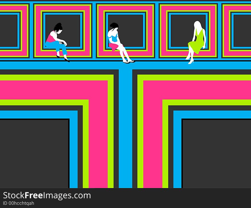 Colorful background illustration with people silhouettes