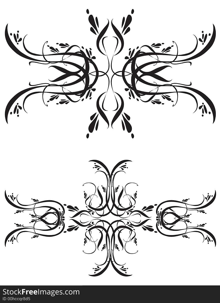 Unique graphics useful as decorations, ornaments and separators. Black designs on a white background. Unique graphics useful as decorations, ornaments and separators. Black designs on a white background.