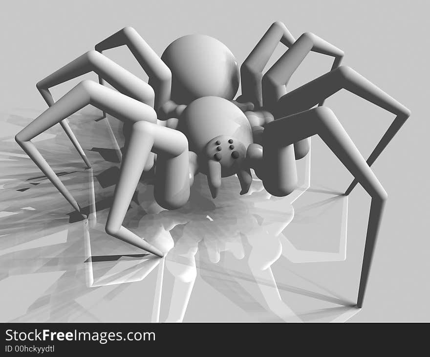 Near-photorealistic ray-traced Spider with a uniform color texture. Near-photorealistic ray-traced Spider with a uniform color texture