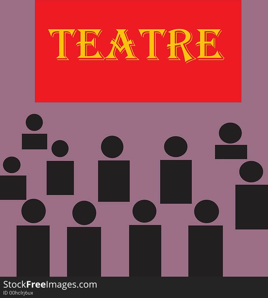 Graphic illustration of people in teatre .