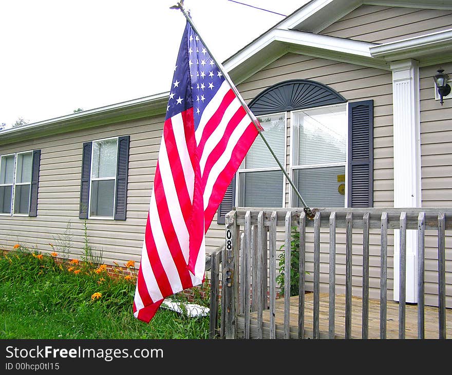 American Flag on Front Porch 2