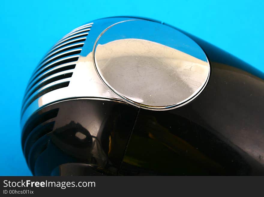 Iron with large depth of focus on white background. Steamy iron.