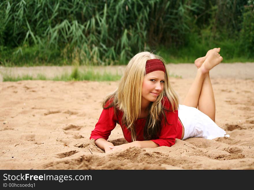 Happy on a beach