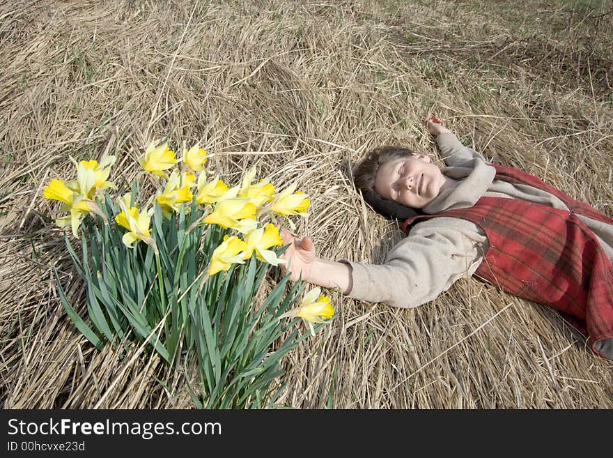 Woman and flowers