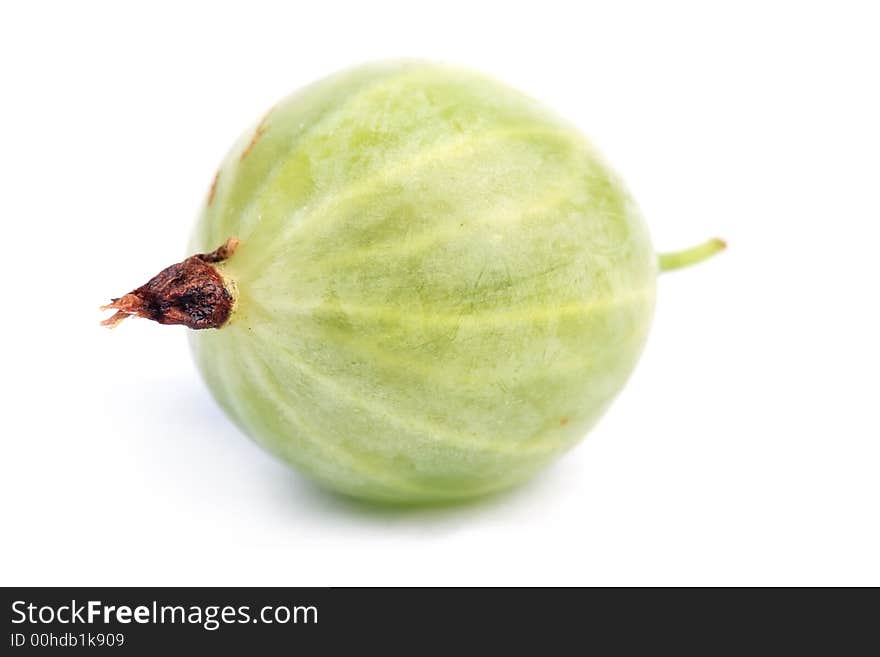 One green gooseberry. Isolated white. One green gooseberry. Isolated white.