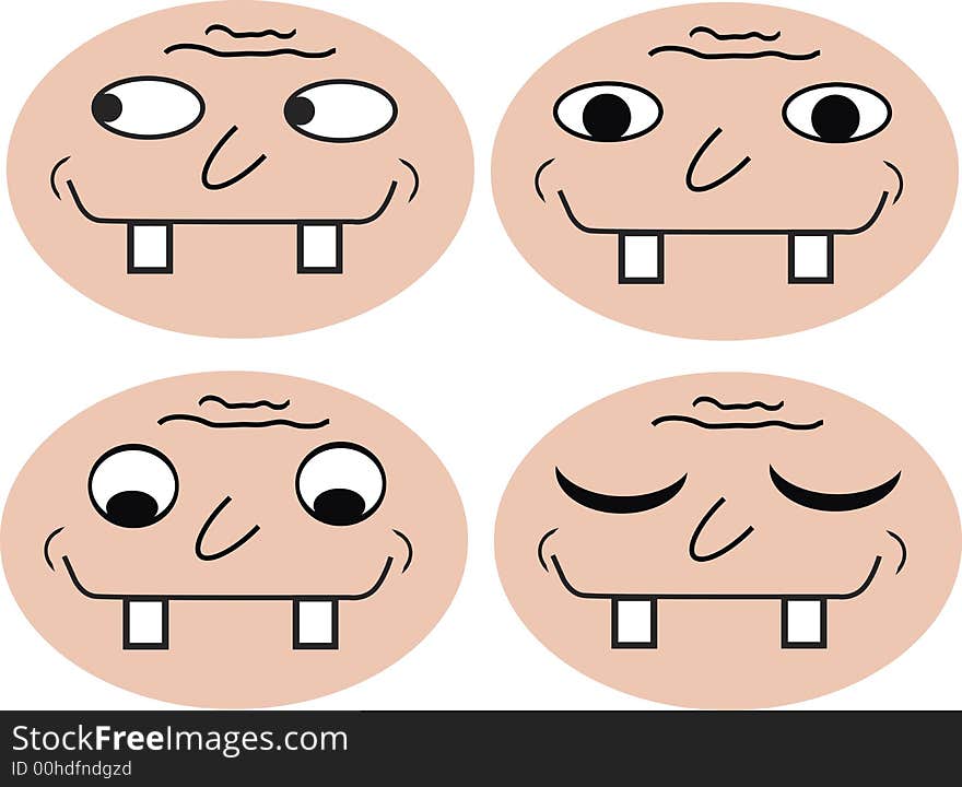 Four funny faces in different mimics. This file is also available as EPS-file