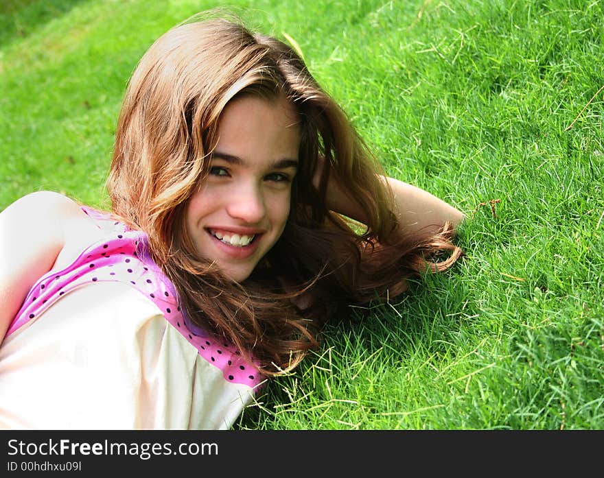 Young Girl on Grass