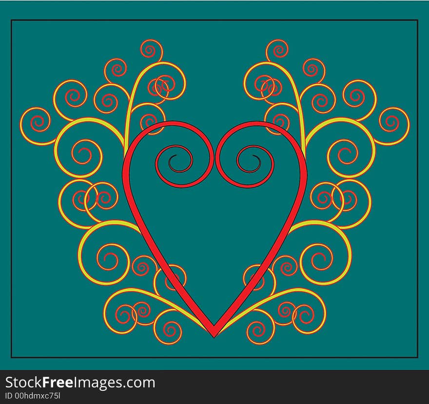 Vector Heart red with flourish