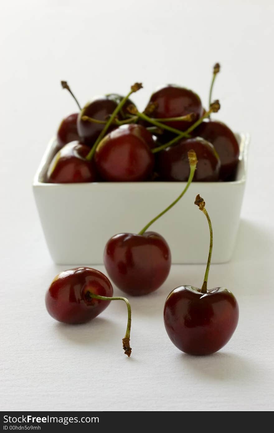 Fresh Bing Cheeries a sweet summer snack, cherries are on a white background. Fresh Bing Cheeries a sweet summer snack, cherries are on a white background