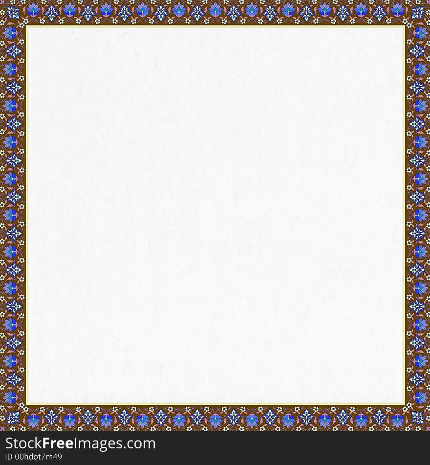 Square frame with colorful ornaments on light blue paper. Square frame with colorful ornaments on light blue paper.